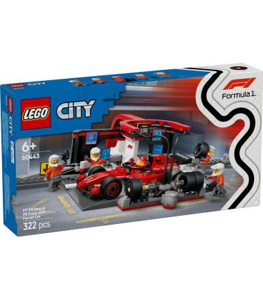 LEGO City F1 pitstop en pitcrew met Ferrari auto, nr 60443