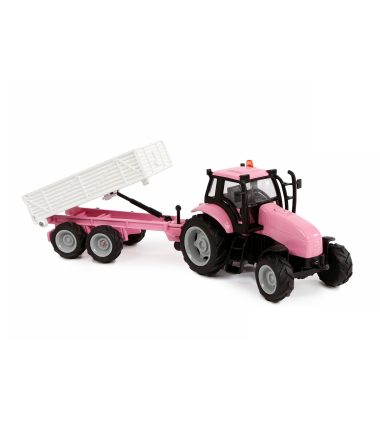 Die-cast Tactor met Aanhanger - Roze, Kids Globe